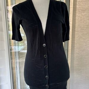Banana Republic Black 3/4 Sleeve Notched Collar Cardigan